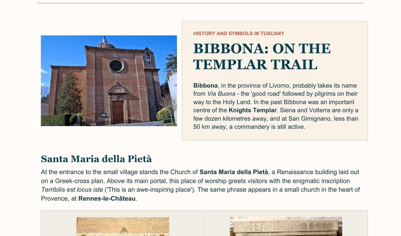 Preview of the Bibbona and the Templars guide