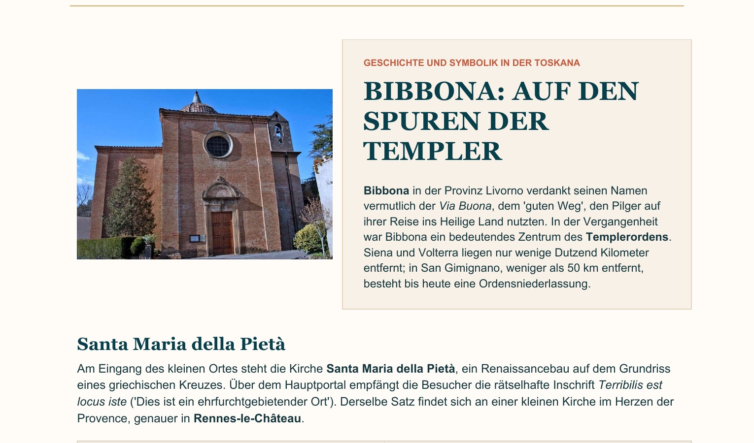 Vorschau des Reiseführers „Bibbona und die Templer“