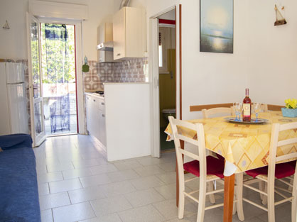 Soggiorno di un trilocale del Residence Le Rose